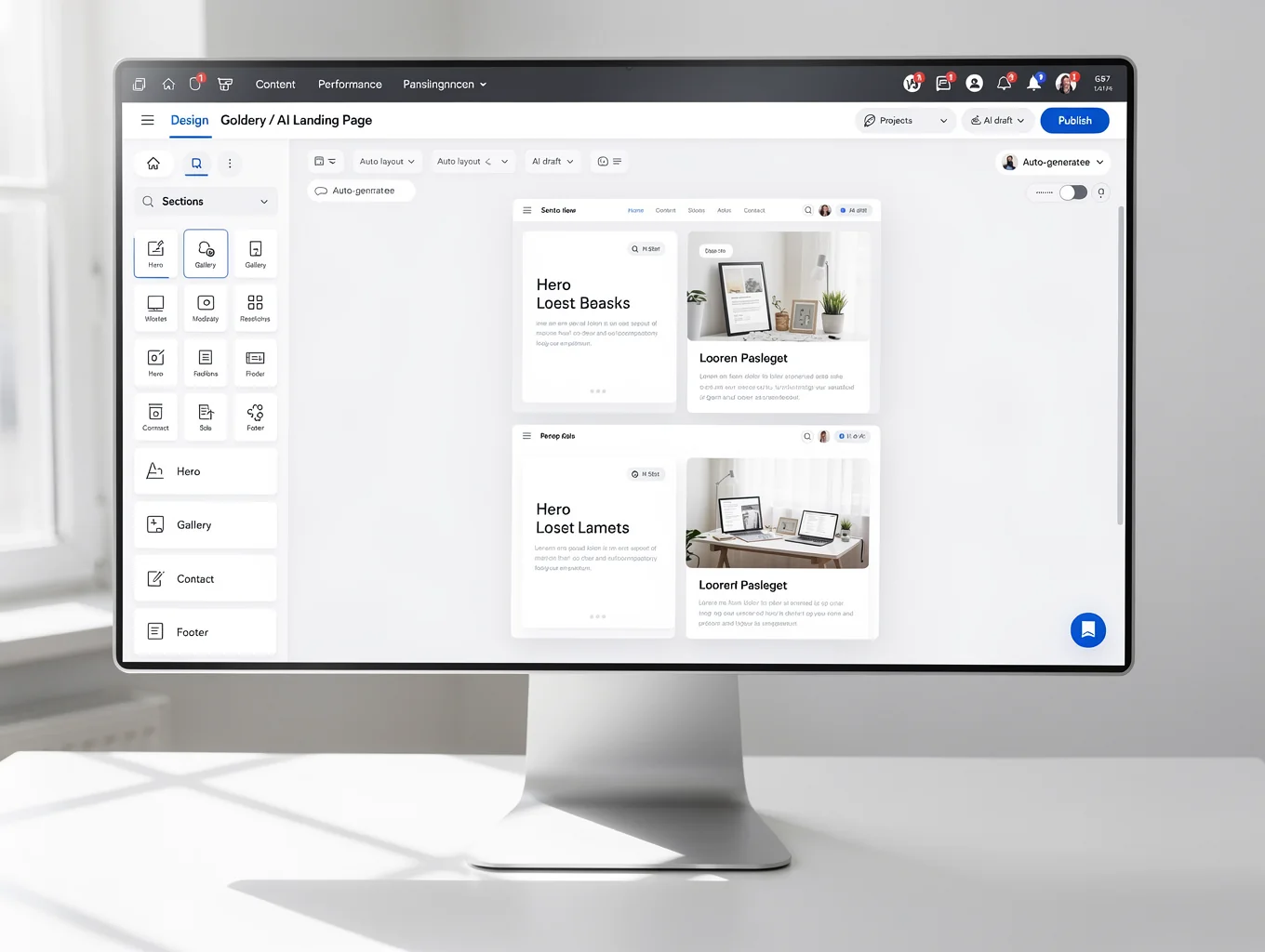 RedWeb AI website generation canvas interface showing live Amsterdam business preview